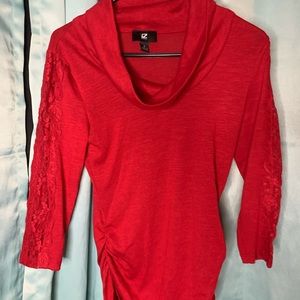 Red lace long sleeve shirt